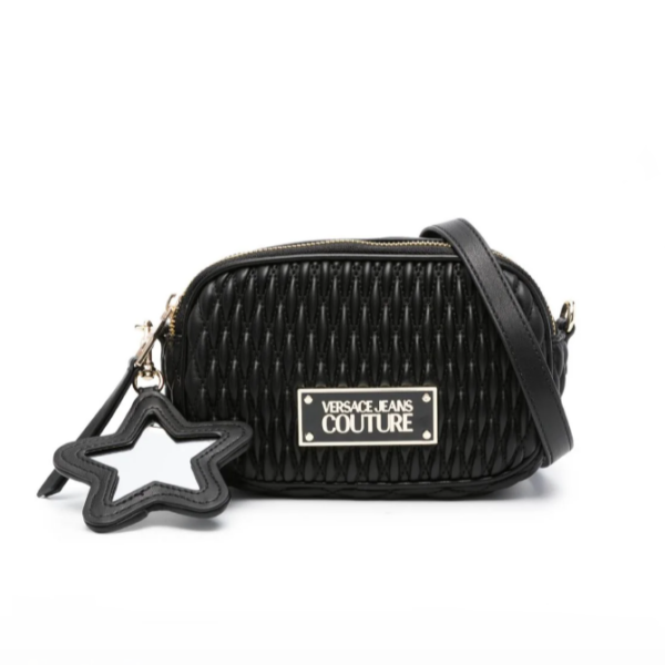 Borsa a tracolla trapuntata con placca logo - Versace couture