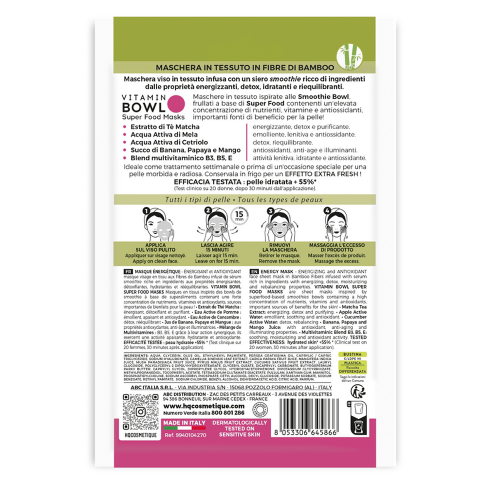 HQ MASCHERA VISO IN TESSUTO BOWL ENERGY ENERGIZZANTE E ANTIOSSIDANTE - immagine 2