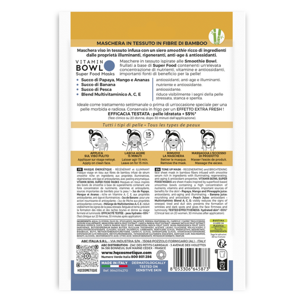 HQ MASCHERA VISO IN TESSUTO BOWL TONE UP RIGENERANTE E ILLUMINANTE - immagine 2
